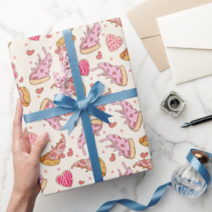Pizza Retro Valentine's Wrapping Paper