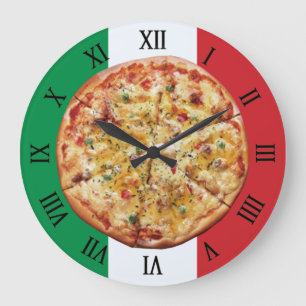 Pizza ~ Roman Numerals ~ Italian Flag ~ Large Clock