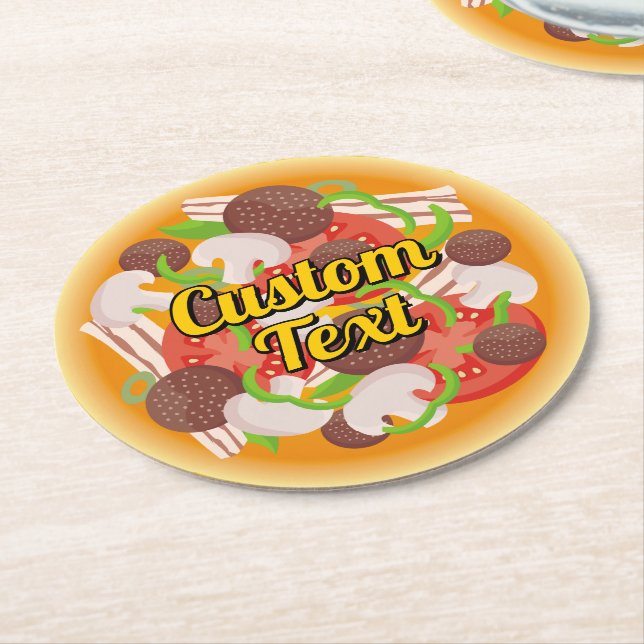 Pizza Round Paper Coaster (Angled)