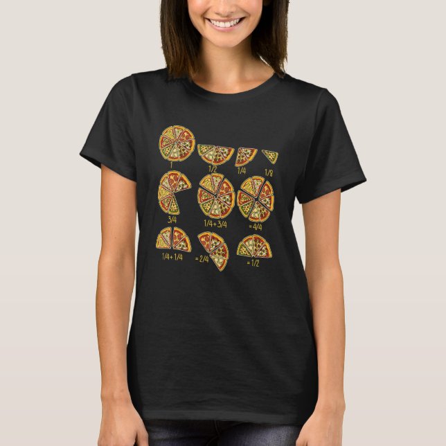 Pizza Salami Cheese Quick Math Fractions Funny Mat T-Shirt (Front)