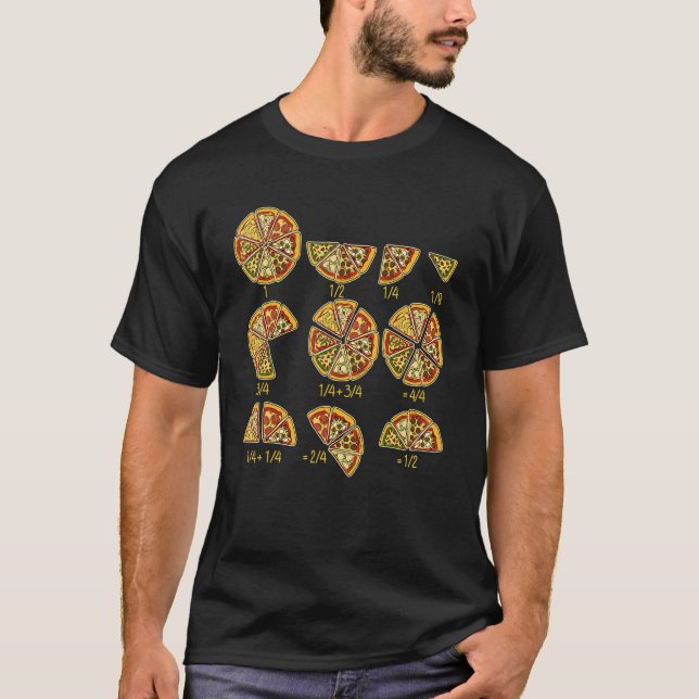 Pizza Salami Cheese Quick Math Fractions Funny Mat T-Shirt (Front)