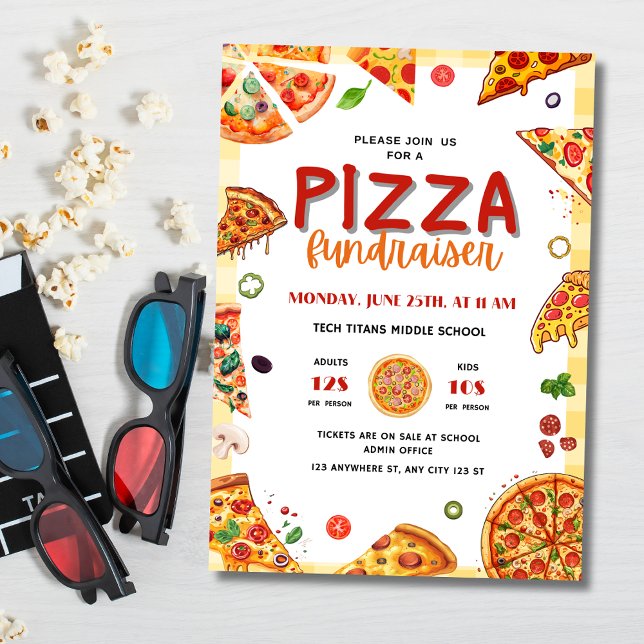 Pizza School Charity Fundraiser Pizza Dinner Party Invitation (Creator Uploaded)
