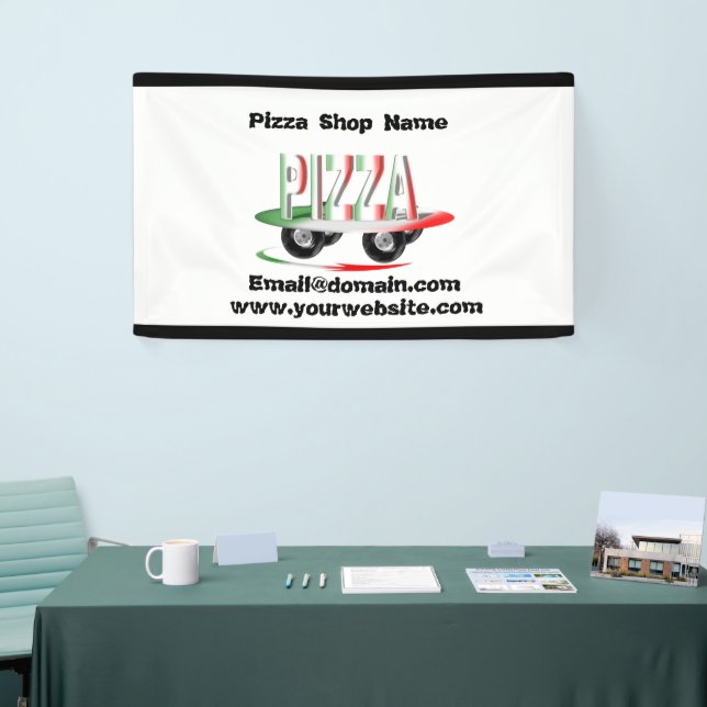 Pizza service,red green ,personalised  banner (Tradeshow)