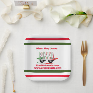 Pizza service,red green ,personalised   paper plat paper plate