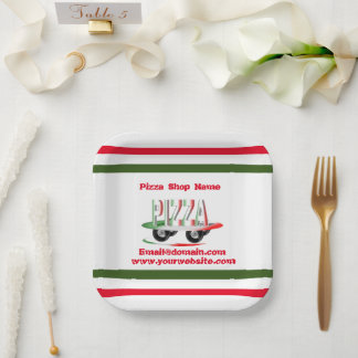 Pizza service,red green ,personalised   paper plat paper plate