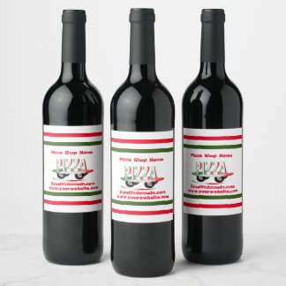 Pizza service,red green ,personalised  wine label