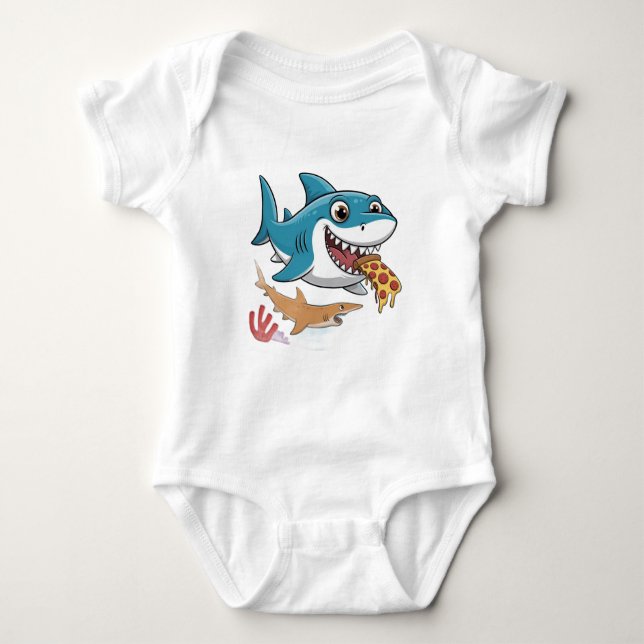 Pizza shark baby bodysuit (Front)