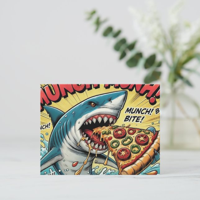 Pizza Shark Munch Munch Postcard (Standing Front)