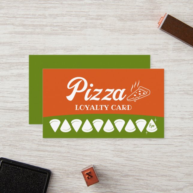 Pizza Shop Pasta Restaurant Loyalty Punch Card (Front/Back In Situ)