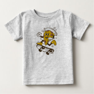 Pizza Skateboard Cute Cartoon Pizza Character Baby T-Shirt