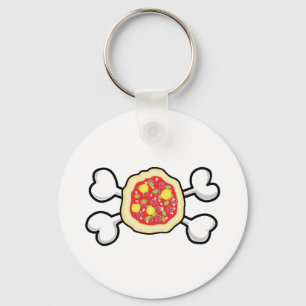 pizza Skull and Crossbones Key Ring