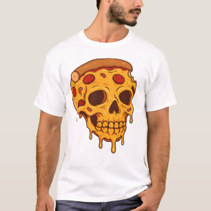 Pizza Skull T-Shirt - Funny Foodie Skeleton Tee