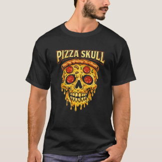 Pizza Skull Vintage Dark Humor Food Lover Design T-Shirt