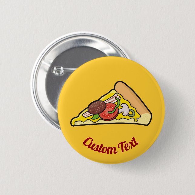 Pizza slice 6 cm round badge (Front & Back)