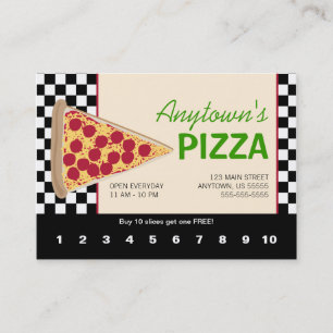 Pizza Slice & Black Chequerboard Pizza Loyalty Card