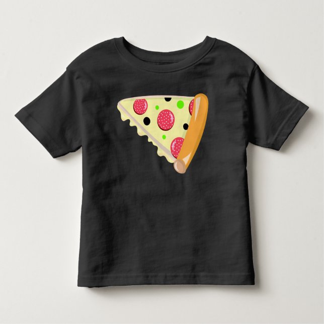 Pizza Slice Father's Day Toddler Black T-Shirt (Front)