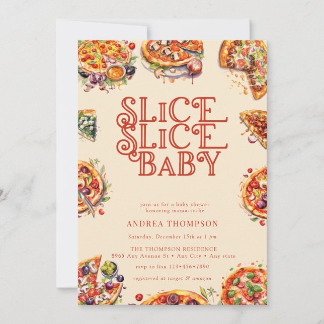 Pizza | Slice | Gender Neutral Baby Shower   Invitation (Front)
