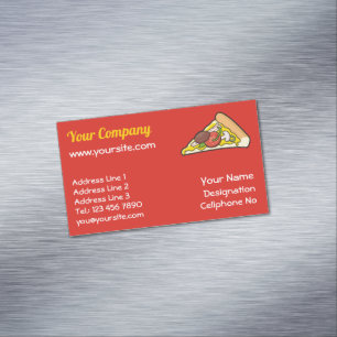 Pizza slice magnetic business card