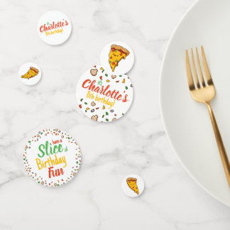 Pizza, Slice of Birthday fun, kawaii  Confetti