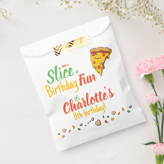 Pizza, Slice of Birthday fun, kawaii  Favour Bag (Sealed)