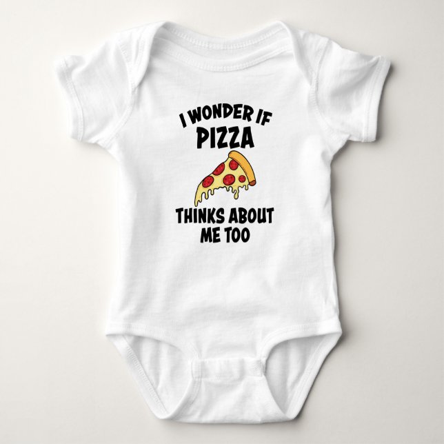 Pizza slice of pizza funny saying fast food gift baby bodysuit (Front)