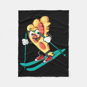 Pizza Slice On Skis Cool Wheat Dough Pie Lovers Gi Fleece Blanket