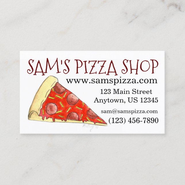 Pizza Slice Pepperoni Cheese Pizzeria Food Foodie Business Card (Front)