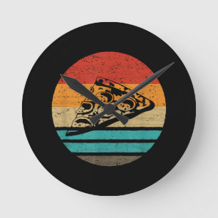 Pizza Slice Retro Style Vintage Round Clock