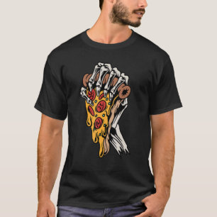 Pizza Slice Skull Skeleton Hand Halloween Zombie P T-Shirt