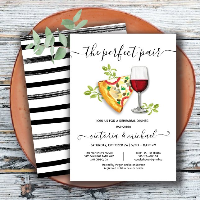 Pizza Slice & Wine the perfect pair bridal shower Invitation (Creator Uploaded)