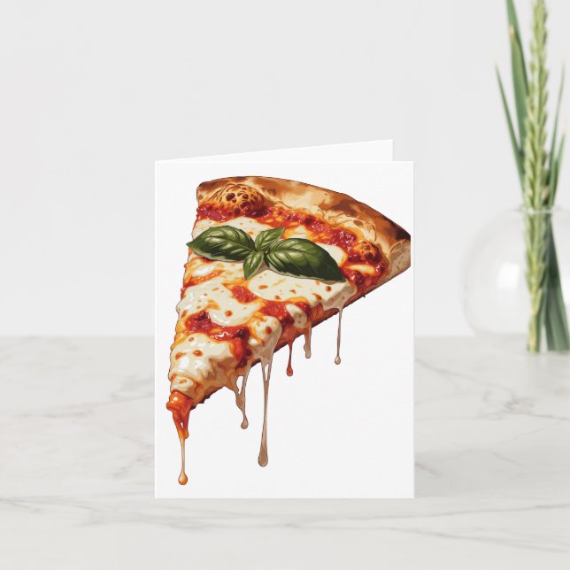 Pizza Slice with Gooey Melted Cheese Pull Margheri Invitation (Front)