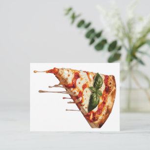 Pizza Slice with Gooey Melted Cheese Pull Margheri Invitation Postcard
