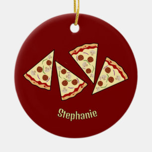 Pizza Slices Design Ceramic Ornament