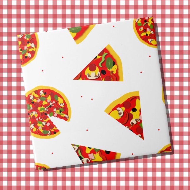 Pizza Slices Modern Pizzeria Ceramic Tile (Pizza patterned ceramic wall tile)