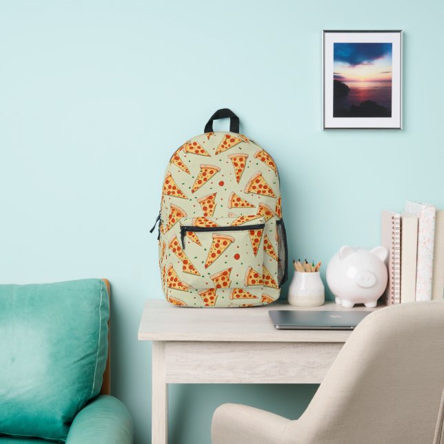 Pizza Slices Pattern Printed Backpack (Insitu)