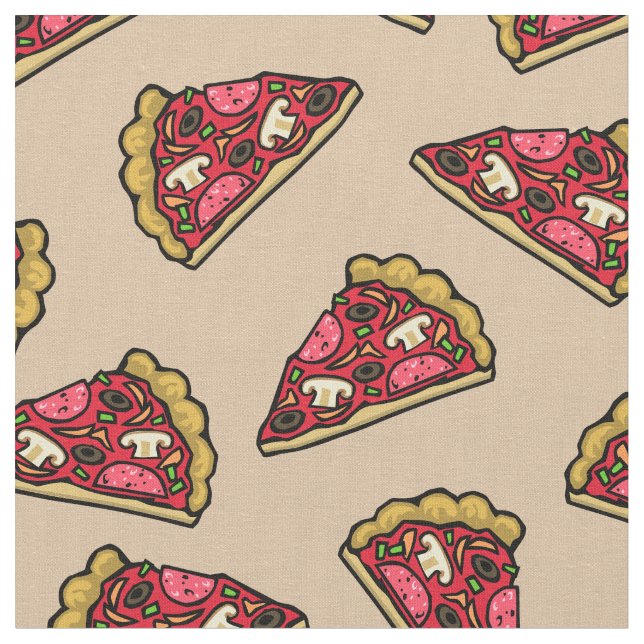 Pizza Slices Pattern Printed Fabric by the Yard (Close Up)