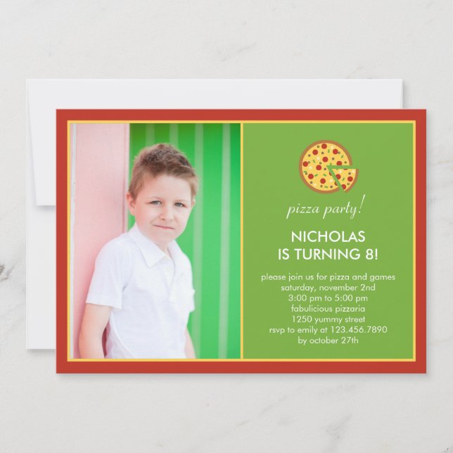 Pizza Slices Photo Birthday Invitation (Front)