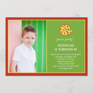 Pizza Slices Photo Birthday Invitation