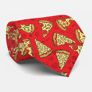 Pizza Slices Red Pattern Novelty Tie