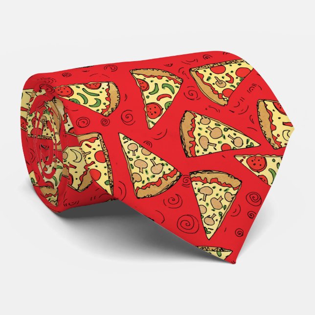 Pizza Slices Red Pattern Novelty Tie (Rolled)