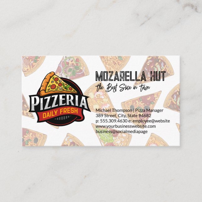 Pizza Slices | Shop Owner Pizzeria Business Card (Front)