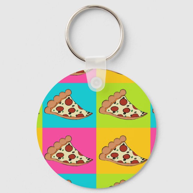 Pizza slices tiled design key ring (Front)