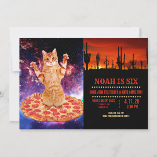 Pizza space cat invitation