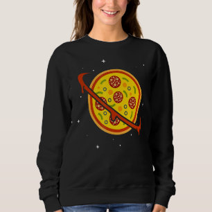 Pizza Space Saturn Planet Food Humour Foodie Sweatshirt