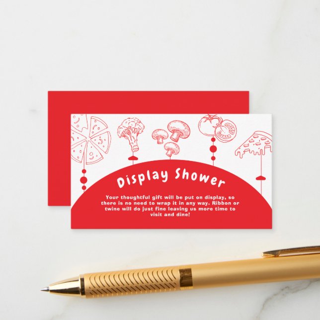 Pizza Special Delivery Display Shower Enclosure Card (Front/Back In Situ)