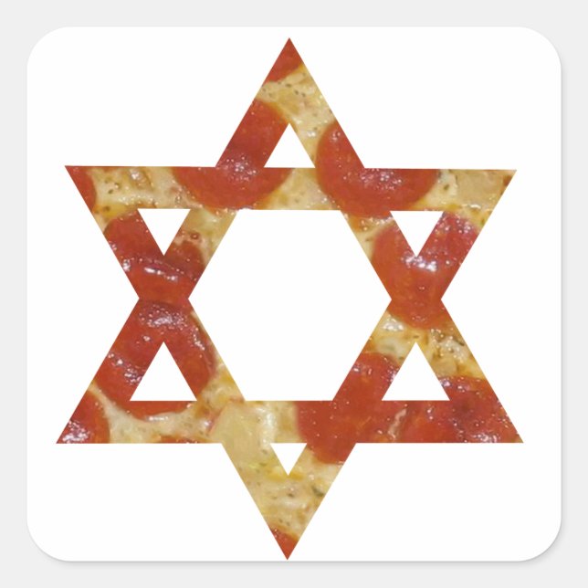 pizza star of david square sticker (Front)
