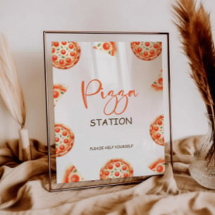 Pizza Station Sign, Pizza 1st Birthday Party Sign