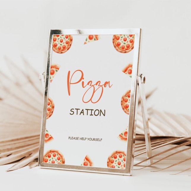 Pizza Station Sign, Pizza 1st Birthday Party Sign Invitation (Creator Uploaded)