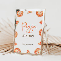 Pizza Station Sign, Pizza 1st Birthday Party Sign