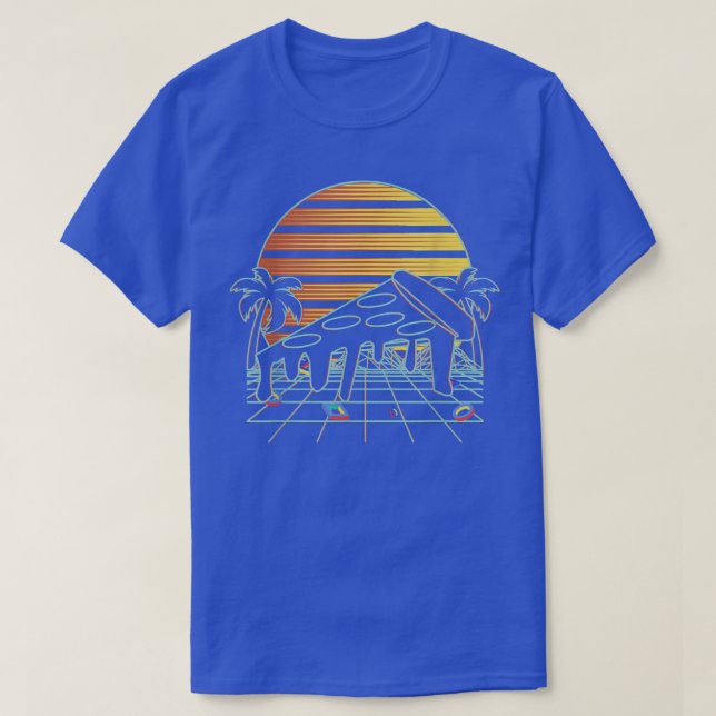 Pizza Sunset Aesthetic 80s Vaporwave Fast Food Lov T-Shirt (Design Front)